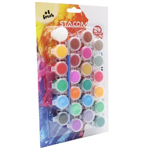 Bộ 24 Hộp Màu Nước Acrylic 5 ml - Stacom POS05-24A