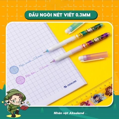 Bút Lông Kim 0.3 mm - Nhân Vật Akooland Tahi - Thiên Long FL-04/AK - Mực Xanh