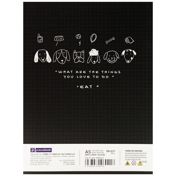 Tập Học Sinh Animals A5 - 4 Ô Ly - 96 Trang 100gsm - futurebook DK021 (Mẫu Màu Giao Ngẫu Nhiên)