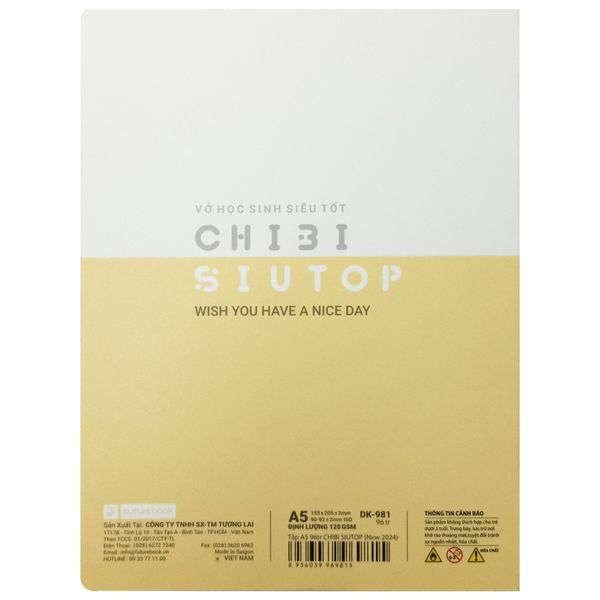 Tập Học Sinh Chibi Siutop A5 - 4 Ô Ly - 96 Trang 120gsm - futurebook DK981 (Mẫu Màu Giao Ngẫu Nhiên)