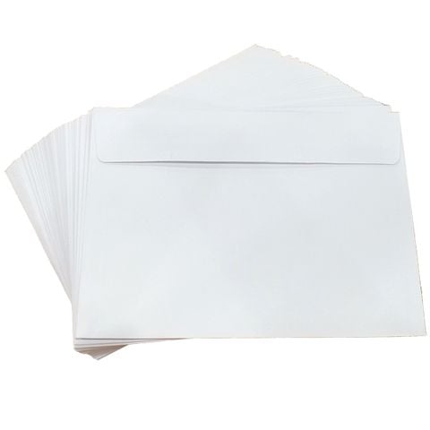 Bao Thư Trắng Nắp Xéo Có Keo (50Cái/Xấp)