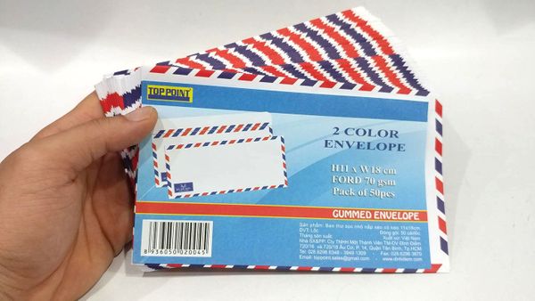Bao Thư Sọc Nhỏ Nắp Xéo Có Keo Toppoint (50 Cái/Lốc)