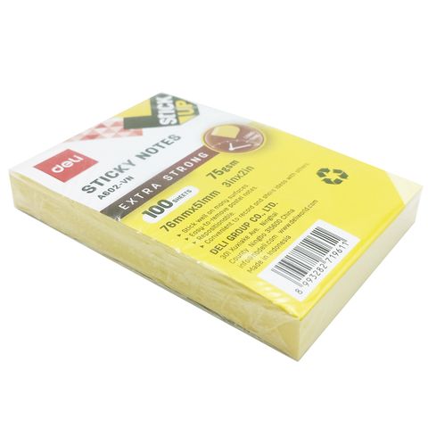 Giấy Note  Deli 76 x 51 mm 75gsm - Màu Vàng (100 Tờ)