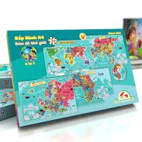 Bộ Xếp Hình A4 Bản Đồ Thế Giới 4 In 1 - Tiasang A4X4
