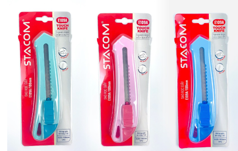 Dao rọc giấy lớn 1 lưỡi Stacom thân màu Pastel E109A