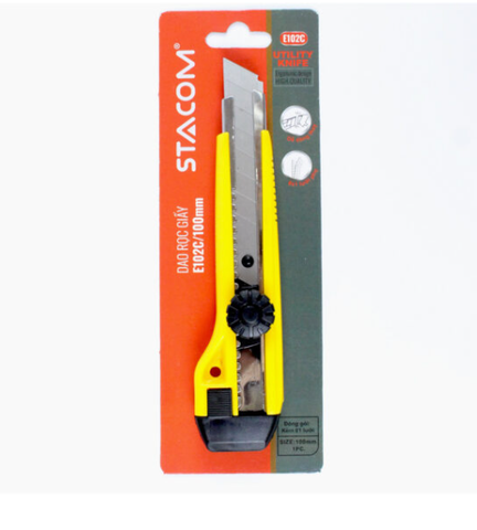 Dao rọc giấy lớn 2 lưỡi, khóa vít vặn, ABS 18*100*0.5 mm – E102C