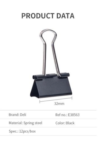 Kẹp sắt đen hộp giấy - 32 mm E38563