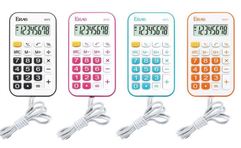 Máy tính mini bỏ túi Eras E373 chính hãng, Máy tính 12 số học sinh