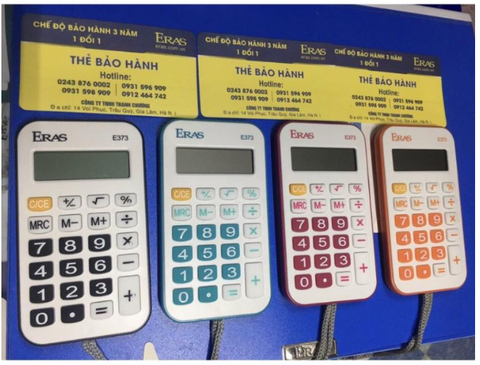 Máy tính mini bỏ túi Eras E373 chính hãng, Máy tính 12 số học sinh