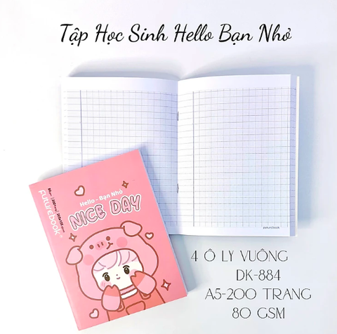 Tập Học Sinh Cao Cấp BẠN NHỎ - 4 Ô ly- 200 Trang - 80 gsm - MSP: DK-884.