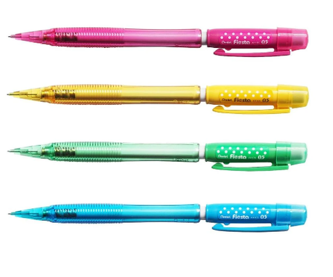 Bút Chì Kim Pentel Fiesta Ax105C Ngòi 0.5Mm | Thiết Kế Hiện Đại | Trang Bị Đầu Tẩy | 4 Màu Vỏ