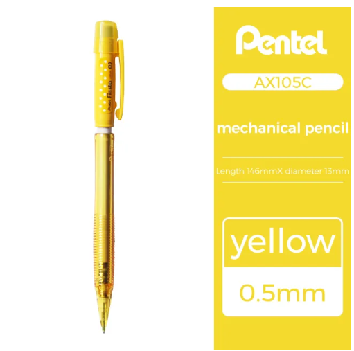 Bút Chì Kim Pentel Fiesta Ax105C Ngòi 0.5Mm | Thiết Kế Hiện Đại | Trang Bị Đầu Tẩy | 4 Màu Vỏ