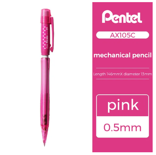 Bút Chì Kim Pentel Fiesta Ax105C Ngòi 0.5Mm | Thiết Kế Hiện Đại | Trang Bị Đầu Tẩy | 4 Màu Vỏ