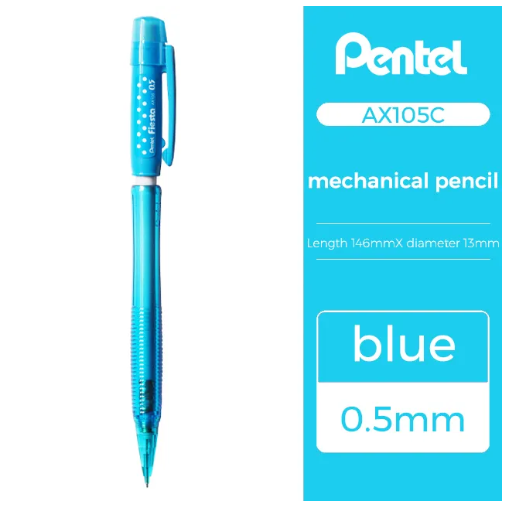 Bút Chì Kim Pentel Fiesta Ax105C Ngòi 0.5Mm | Thiết Kế Hiện Đại | Trang Bị Đầu Tẩy | 4 Màu Vỏ