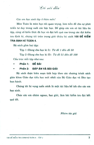 100 Đề Kiểm Tra Định Kì Toán 4 - Tập 2 - Có Đáp Án Và Lời Giải (Biên Soạn Theo Chương Trình Gdpt Mới)