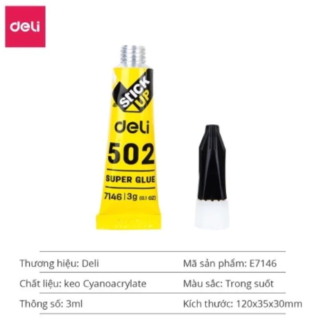 Keo dán sắt 502-3g Deli E7146