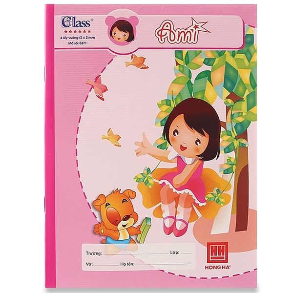 Vở Class Ami - 4 Ô Ly 96 Trang ĐL 100g/m2 - Hồng Hà 0371 (Mẫu Màu Giao Ngẫu Nhiên)