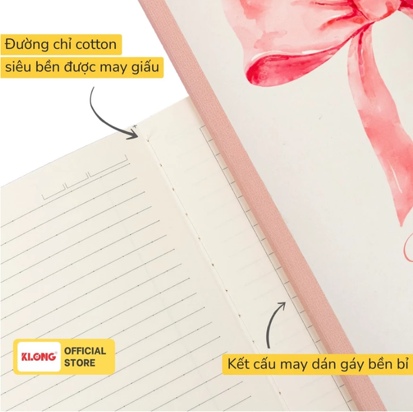 Vở Kẻ Ngang Chấm May Dán Gáy KLONG Pastel Coquette B5 80 trang 100/76