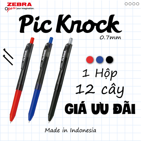 Bút Bi Bấm 0.7 mm Zebra Pic Knock C-BA65-ZA