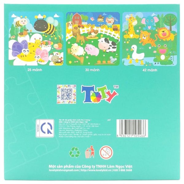 Bộ Ghép Hình Vườn Thú 3 Trong 1 - ToTy LZ07