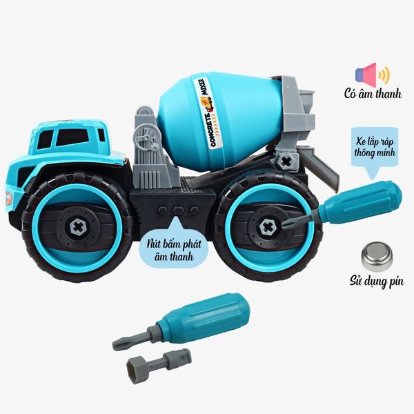 Xe Trộn Bê Tông Lắp Ráp Thông Minh Có Âm Thanh HT7757C
