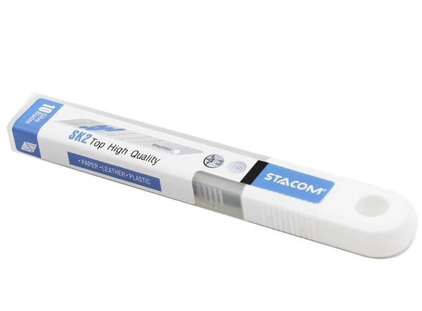 Hộp 10 Lưỡi Dao Rọc Giấy Stacom 30 Độ 9mm SK2 E-3009