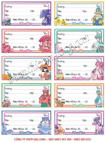 NHÃN TẬP 10 Ô TRUNG - 5 Tờ/Xấp