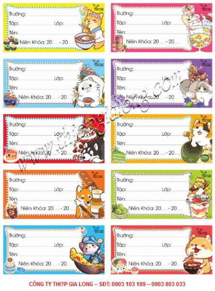 NHÃN TẬP 10 Ô TRUNG - 5 Tờ/Xấp