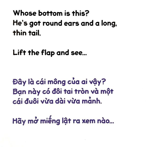 Sách Lật Tương Tác Song Ngữ 0-3 Tuổi - Mông Ai Đây?