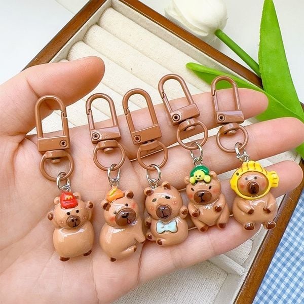 Set 6 Móc khóa Capybara Resin dễ thương - Trang trí treo túi học sinh