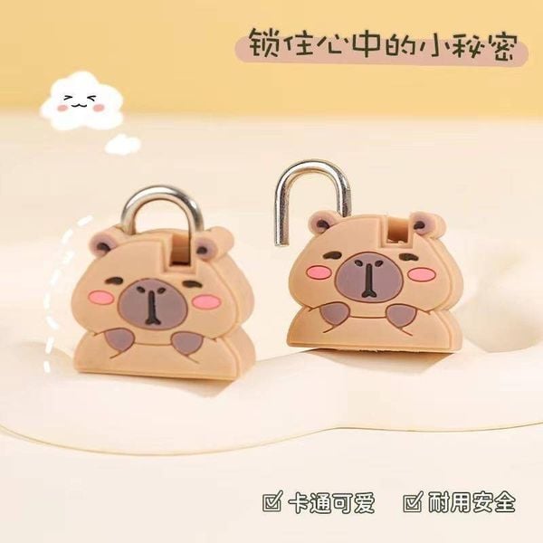 Ổ Khóa Mini Capybara Hoạt Hình Dễ Thương Có Chìa Khóa Tủ Hành Lý