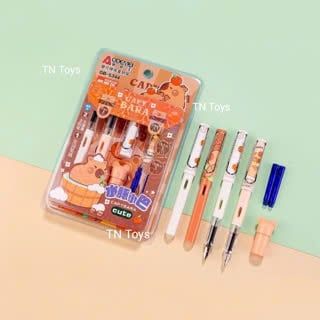 Set bút máy xóa được Capybara hoạt hình kèm ống mực