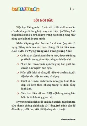 5500 Từ Vựng Tiếng Anh Thông Dụng Nhất (Bản Màu) - Tái Bản