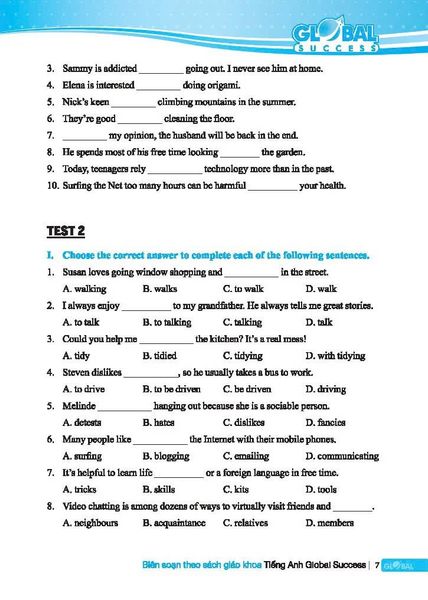 Global Success - Bộ Đề Kiểm Tra Tiếng Anh Lớp 8 - Tập 1 (Có Đáp Án)