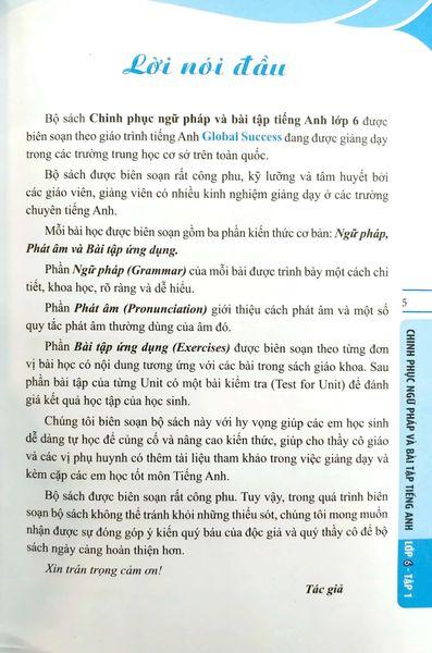 Global Success - Chinh Phục Ngữ Pháp Và Bài Tập Tiếng Anh Lớp 6 - Tập 1 (Có Đáp Án) (Tái Bản 2023)