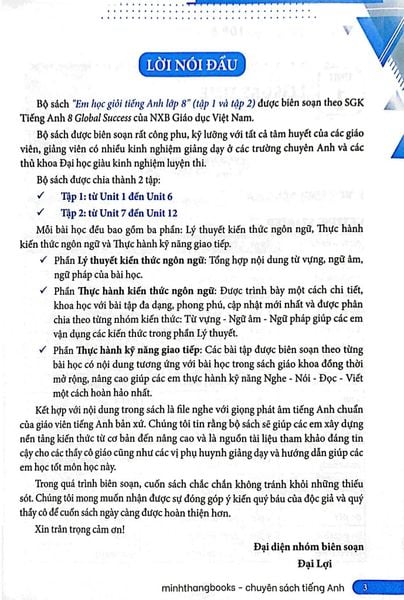 Global Success - Em Học Giỏi Tiếng Anh Lớp 8 - Tập 1 (Có Đáp Án)