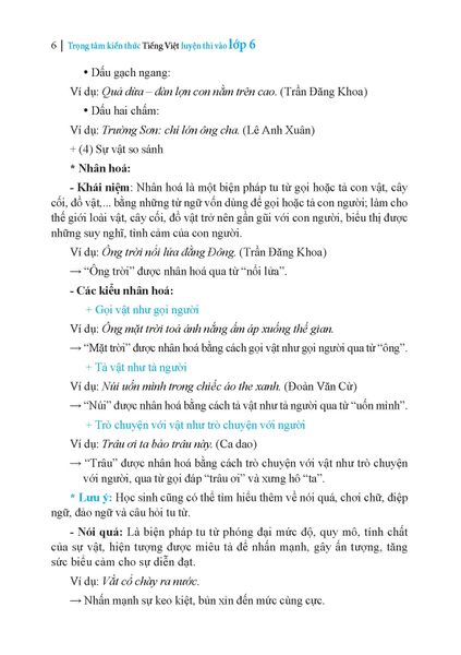 Trọng Tâm Kiến Thức Tiếng Việt Luyện Thi Vào Lớp 6 - Có Đáp Án - Tập 2
