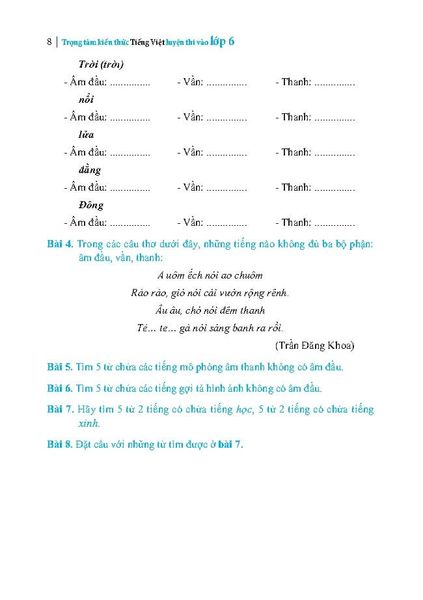 Trọng Tâm Kiến Thức Tiếng Việt Luyện Thi Vào Lớp 6 - Có Đáp Án - Tập 1