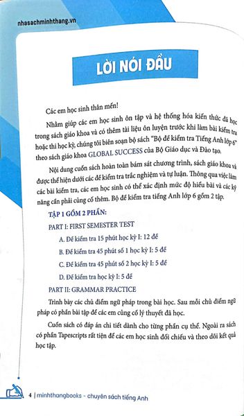 Global Success - Bộ Đề Kiểm Tra Tiếng Anh Lớp 6 - Tập 1 (Có Đáp Án)