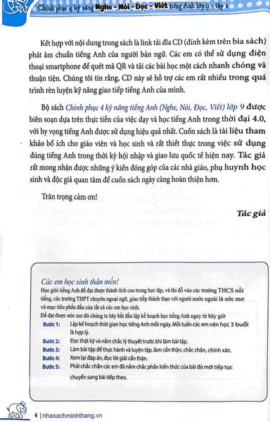 Chinh Phục 4 Kỹ Năng Tiếng Anh Nghe - Nói - Đọc - Viết Lớp 9 - Tập 1