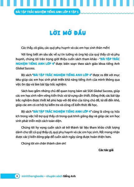 Global Success - Bài Tập Trắc Nghiệm Tiếng Anh Lớp 4 - Tập 1 - Có Đáp Án