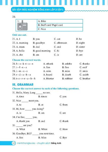 Global Success - Bài Tập Trắc Nghiệm Tiếng Anh Lớp 3 - Tập 1 - Có Đáp Án