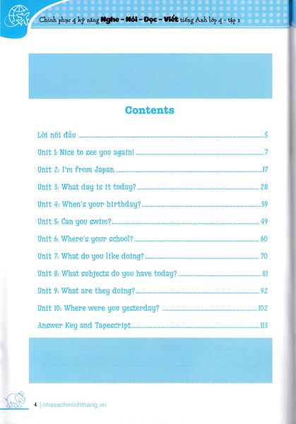 Chinh Phục 4 Kỹ Năng Tiếng Anh Nghe - Nói - Đọc - Viết Lớp 4 - Tập 1