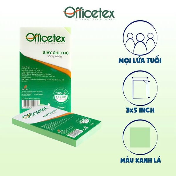 Giấy ghi chú 3x5 OT21-001 màu xanh lá