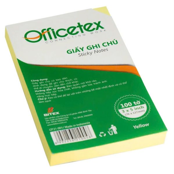 Giấy ghi chú 3x5 OT21-001 màu vàng