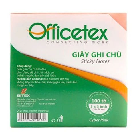 Giấy Ghi Chú Officetex 3X3 OT21-003 Màu Cyber Hồng