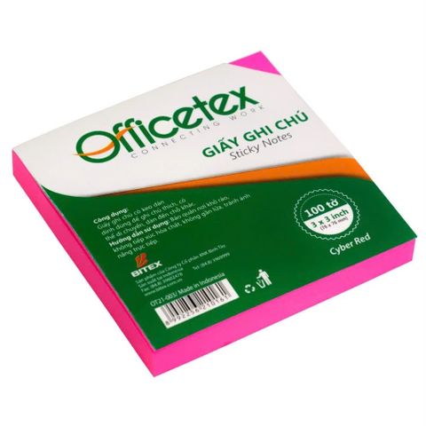 Giấy Ghi Chú Officetex 3X3 OT21-003 Màu Cyber Đỏ