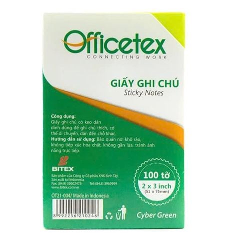Giấy Ghi Chú Officetex 3X2 OT21-004 Màu Cyber Xanh Lá