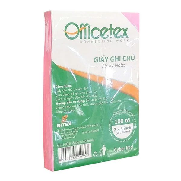 Giấy Ghi Chú Officetex 3X2 OT21-004 Màu Cyber Đỏ