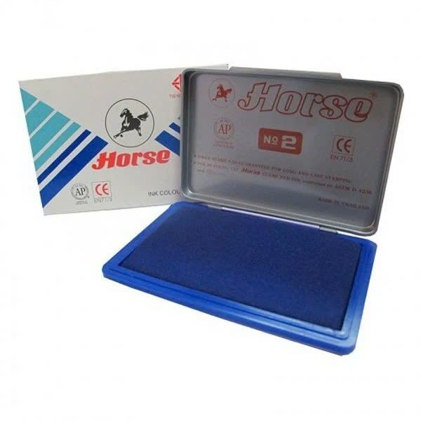 Hộp Dấu Kim Loại Horse H-02 - Mực Xanh